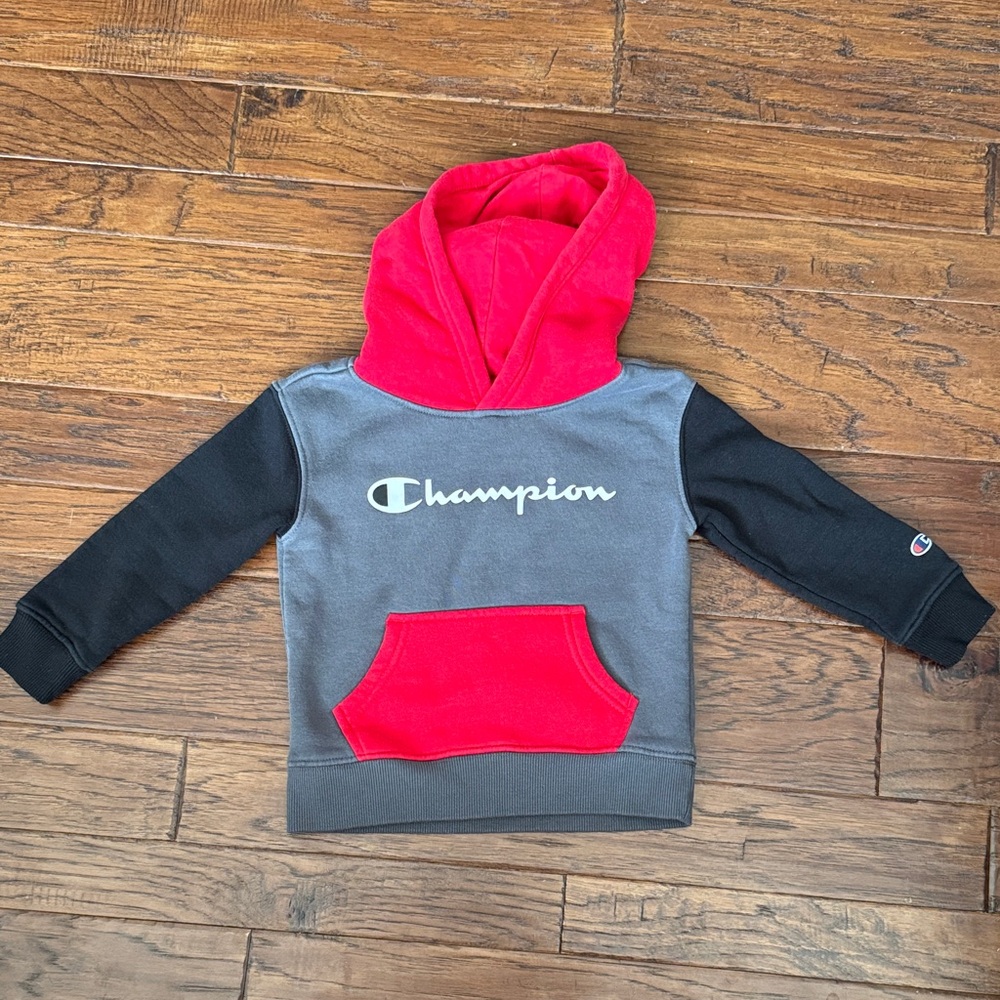 Champion Kids Hoodie - Red, Black, and Gray - 3T